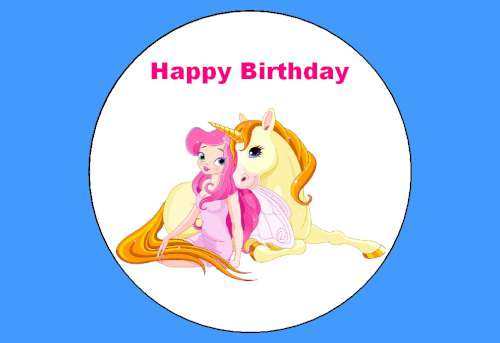 Princess and Unicorn Edible Icing Image - Click Image to Close